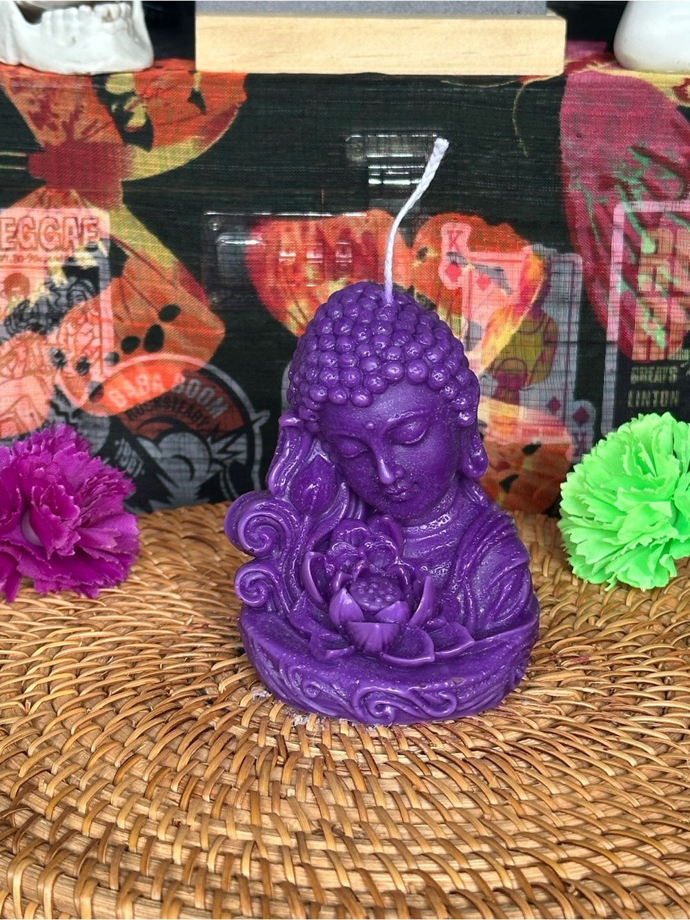 Purple Buddha Lotus Candle – Meditation & Spiritual Decor